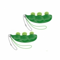 Set 2 jucarii breloc pastaie de mazare, antistres, verde, 7 cm